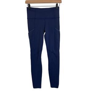 Lululemon Fresh Tracks Tight Hero Blue Compression Leggings Pockets Size 4